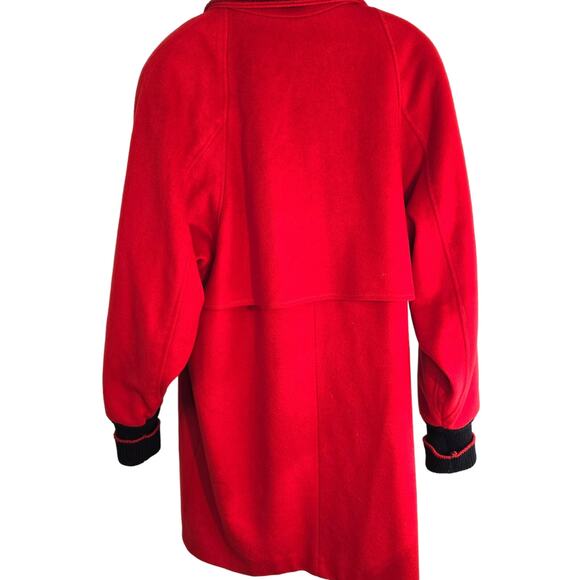 Portrait Women's Red Coat Large L Wool Cuff Misses Size 12 14 Jacket - Picture 7 of 8